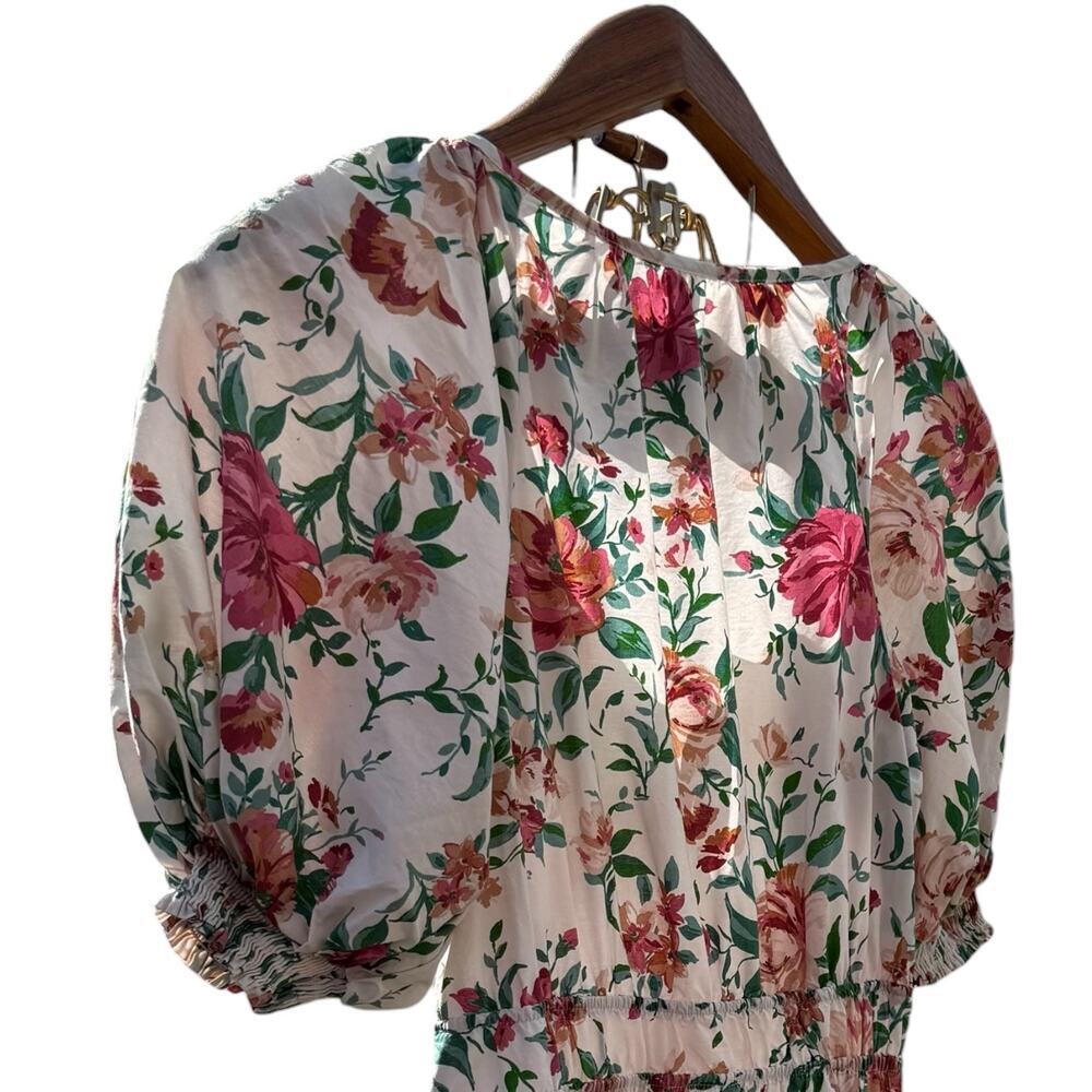 Anthropologie Somerset Floral Puff Sleeve Maxi Dress Small Smocked Cottagecore - Picture 6 of 11